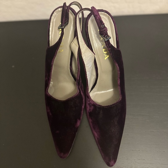 Prada Purple Velvet Slingback Wedges Sz 40 - Picture 6 of 11